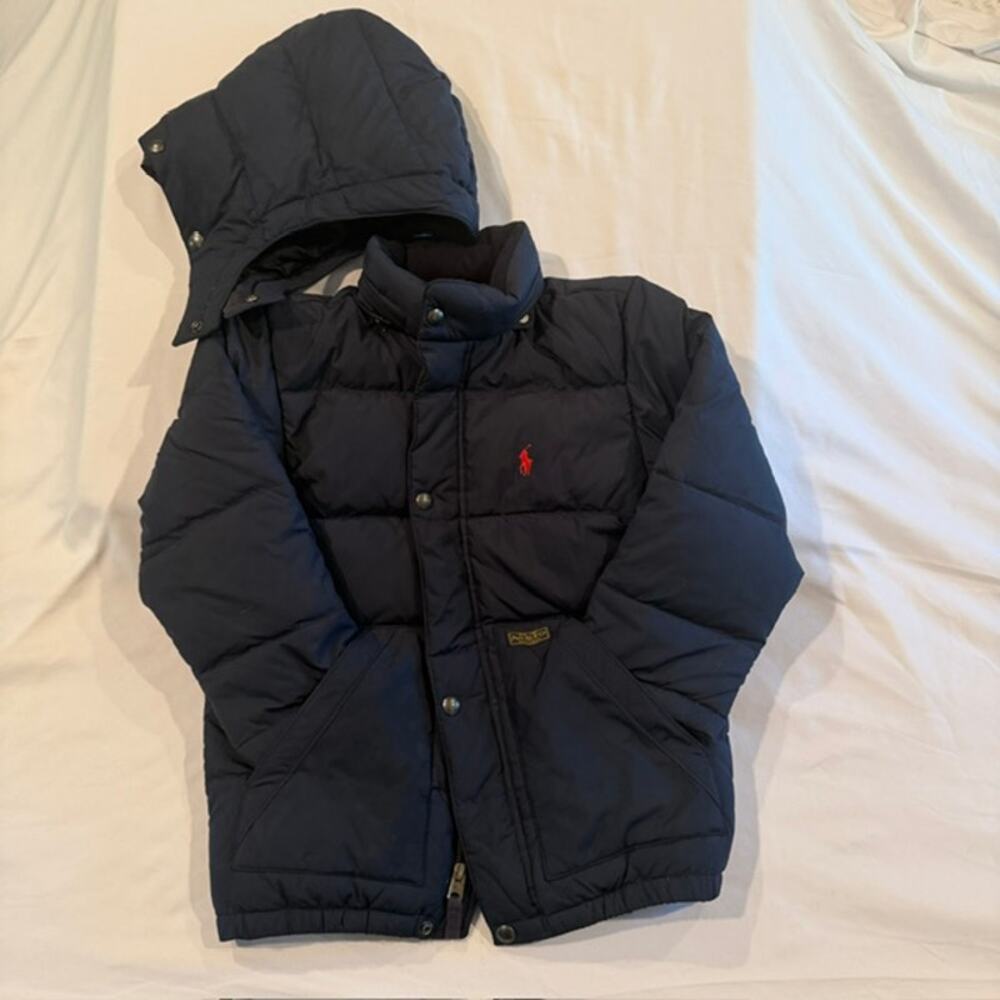 Polo Ralph Lauren Boys Size 6 Navy Down Puffer Jacket Hooded Coat